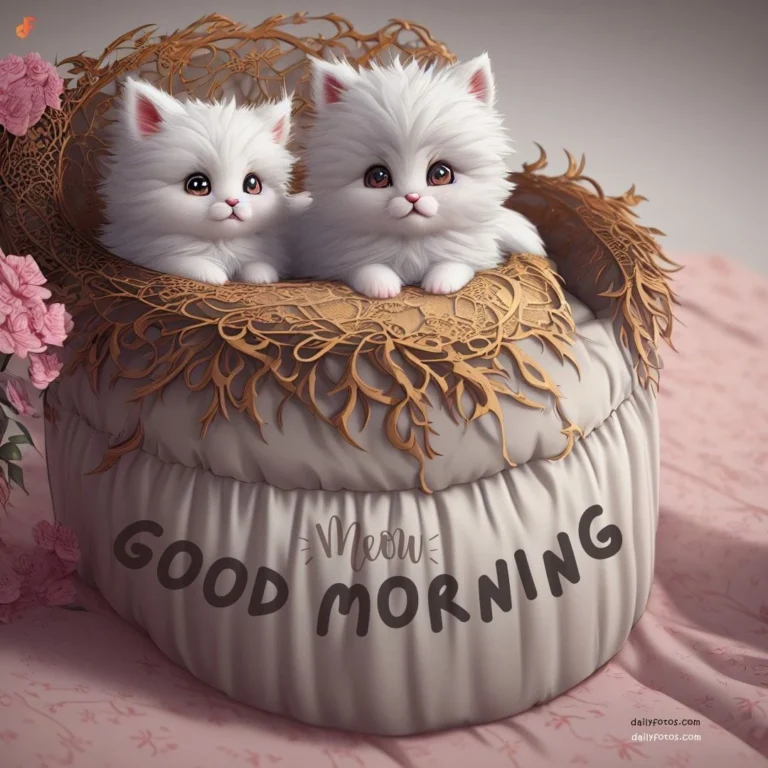 2 kittens in bed good morning 5
