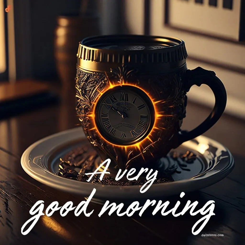 coffee and clock good morning 10
