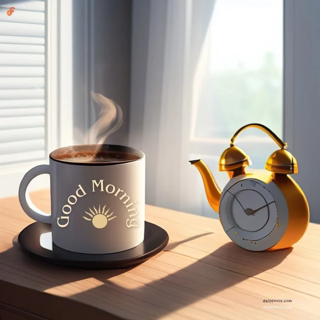 coffee and clock good morning 4