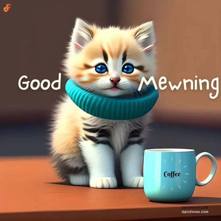 kitten and cofee good morning