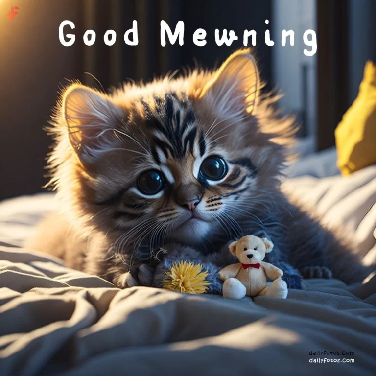 kitten on bed good morning_3