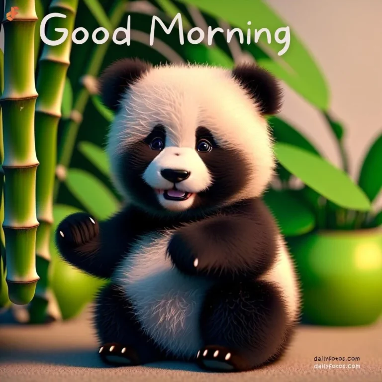 panda and bamboo good morning