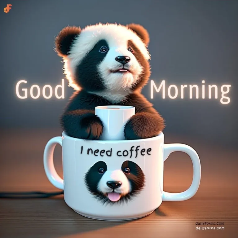 panda in coffee mug good morning 4