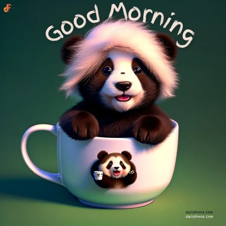 panda in coffee mug good morning 5