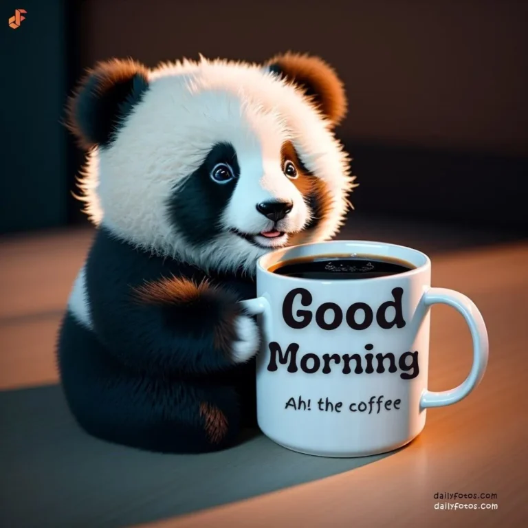panda with coffee good morning 3