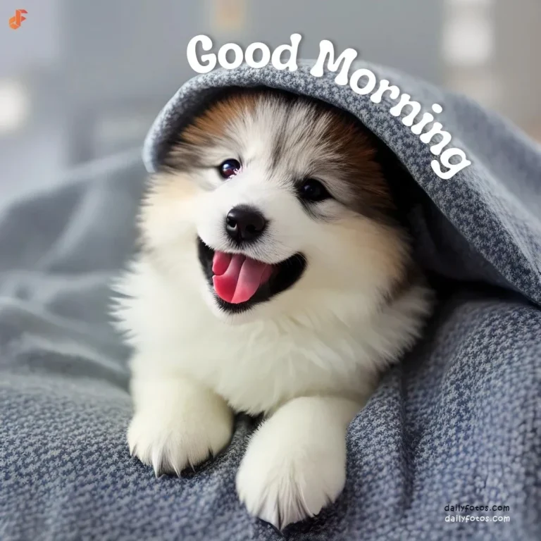 puppy in blanket good morning 2