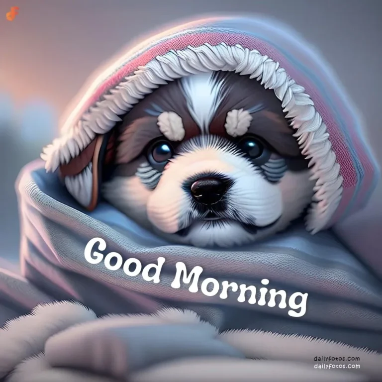 puppy in blanket good morning 4
