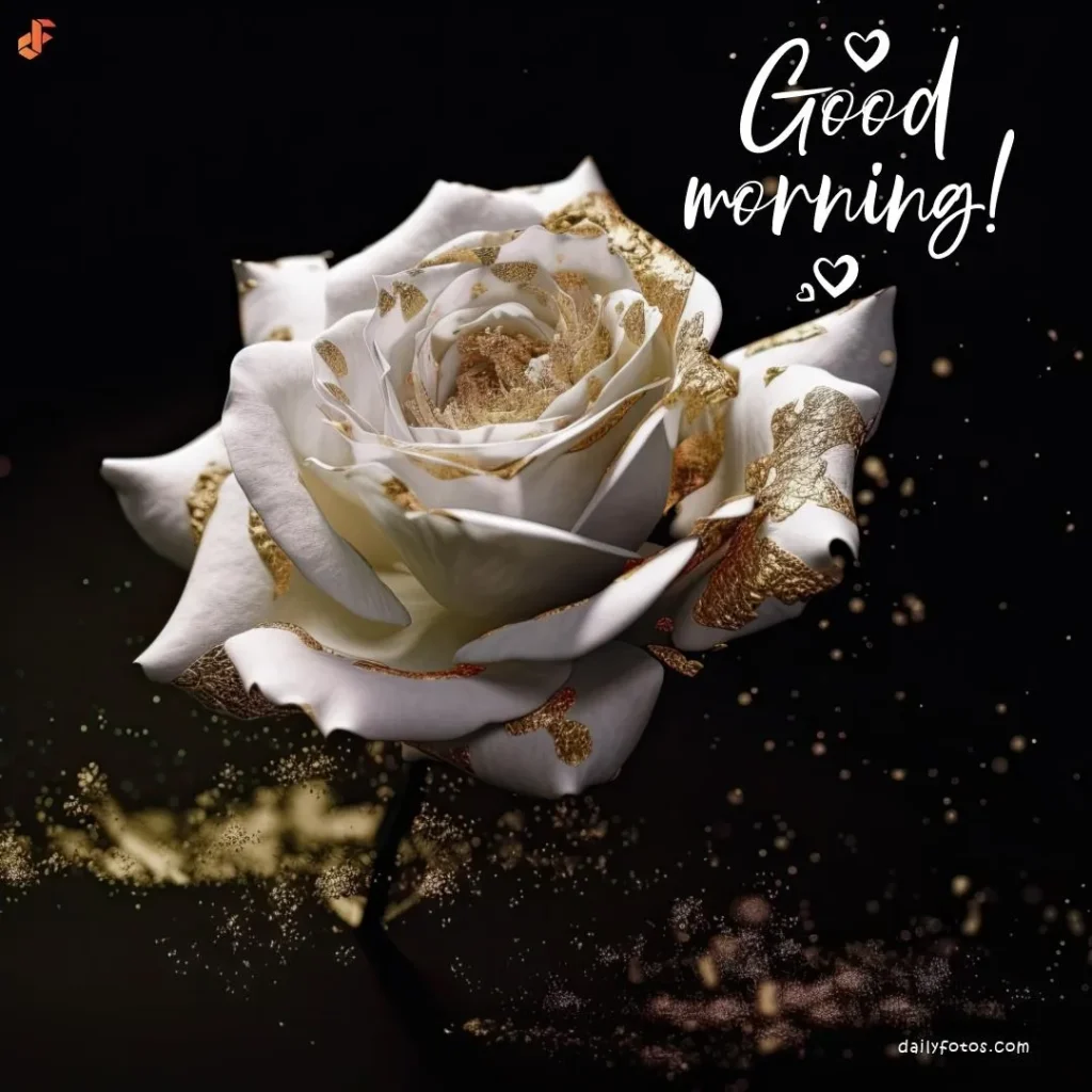 Digital art good morning image of white rose