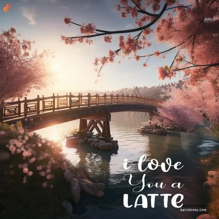 Good morning digital art of foot bridge on river cherry blossom tree and sunrise 2