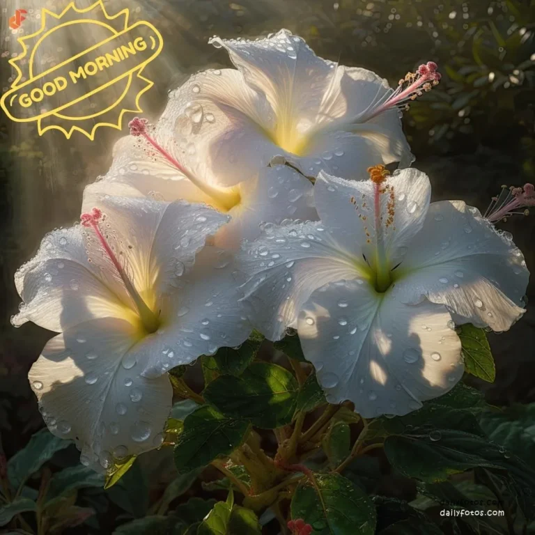 Good morning digital image of white hibiscus