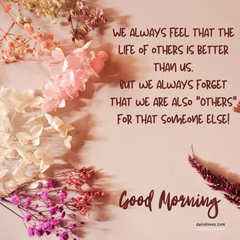 Good morning image with flowers and quote
