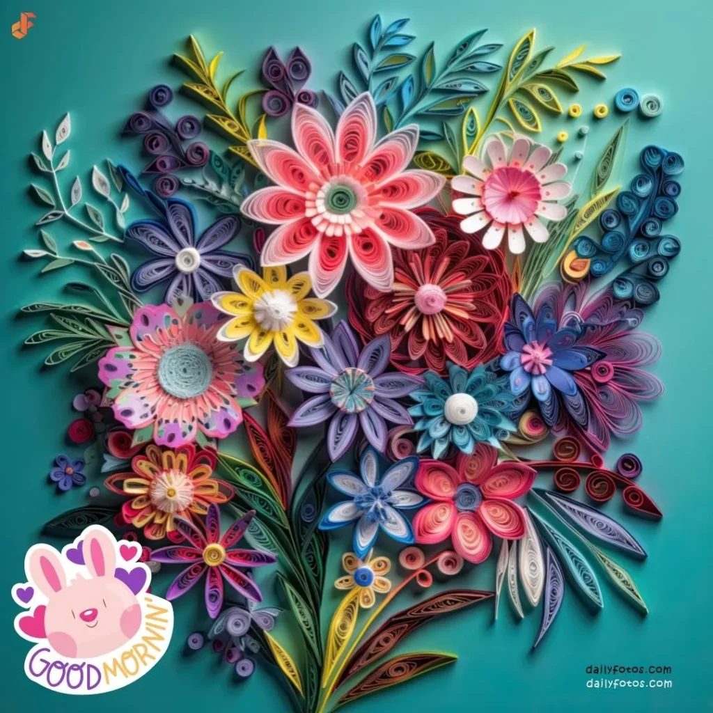 flowers made of paper quilling good morning image