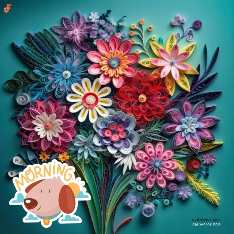 flowers made of paper quilling good morning image 2