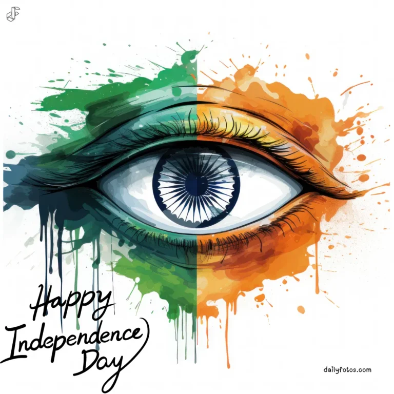 eye painted with indian flag colors happy independence day image 15 August Photo Download