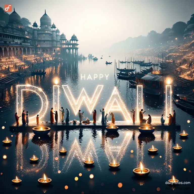 abstract typography happy diwali 2023 people praying on lake best diwali wishes