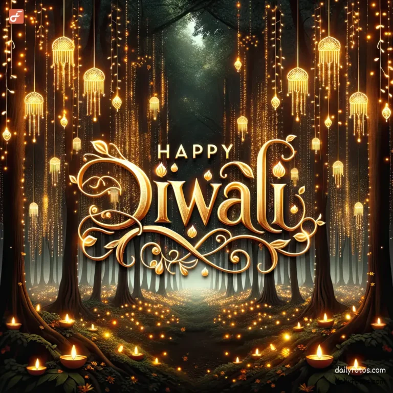 decorated forest 3d happy diwali wish in English best diwali background image hd free download