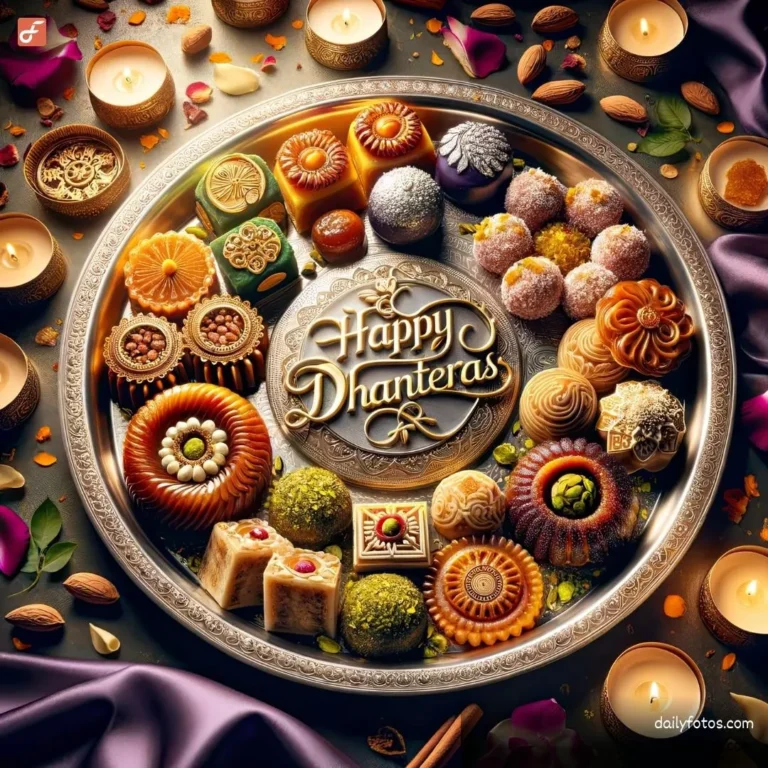 dhanteras puja at home sweets plate happy dhanteras image for whatsapp