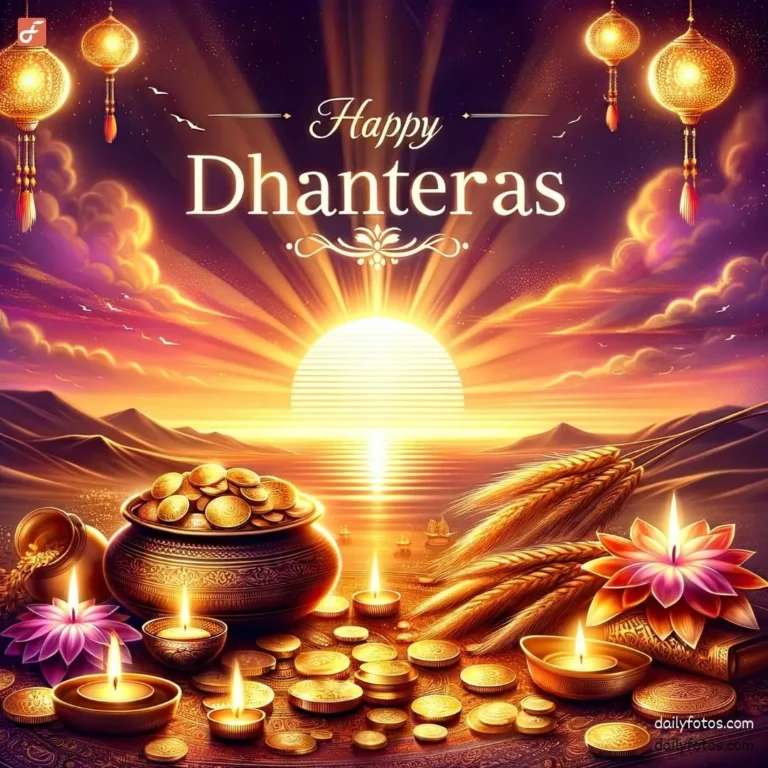 sunrise and pot of gold coins new happy dhanteras images