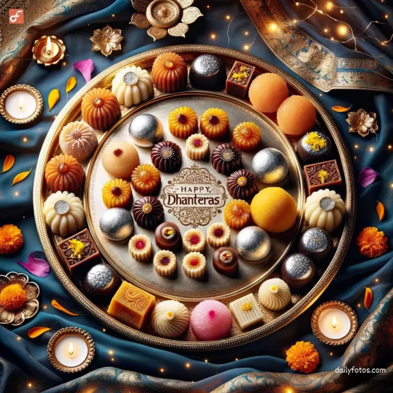 sweets plate with happy dhanteras creative dhanteras image