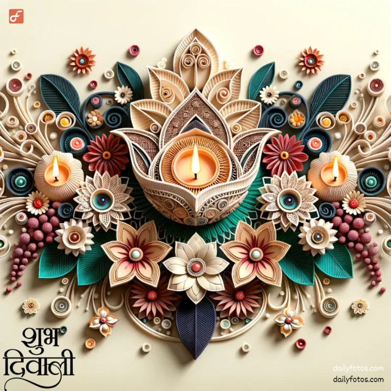 unique 3d paper flowers and diya art diwali image shubh diwali wish image 2023